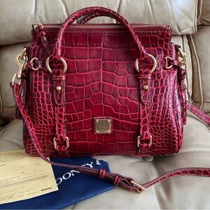 EUC, like new! Dooney & Bourke Red Leather Satchel Crocs Tassels Crossbody